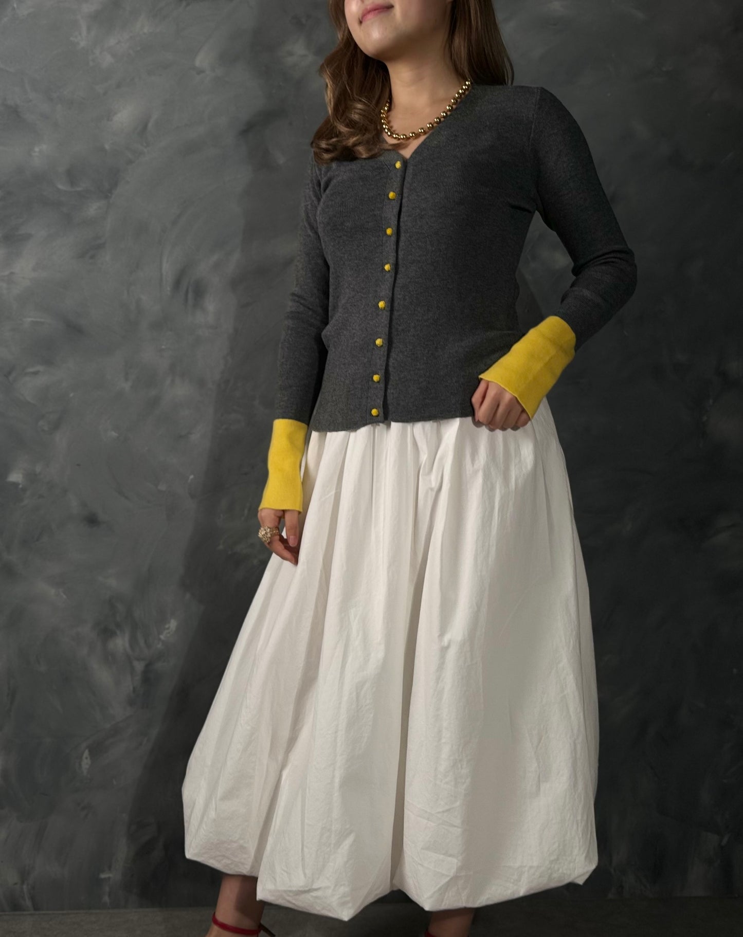 バイカラーカーディガン